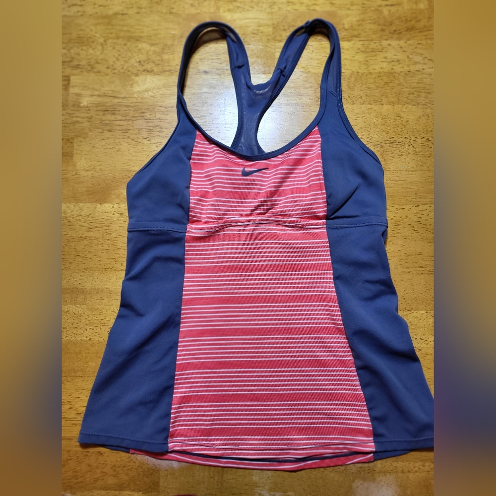 NIKE ATHLETIC/SPORTS RACER BACK TANK GRAY/ORANGE SZ S